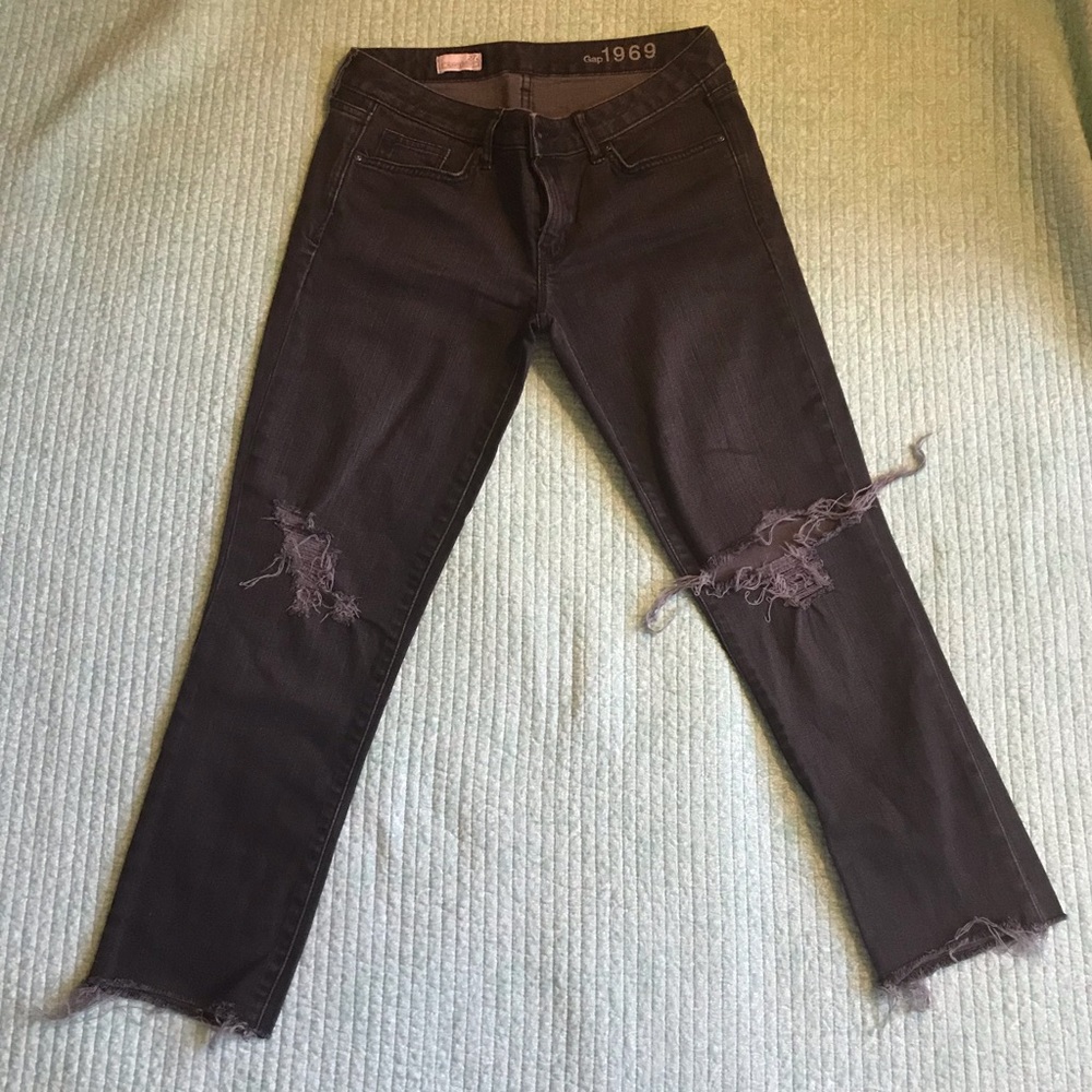 Gap Straight Mid Rise Distressed Jeans Sz 27